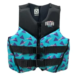 Follow Wake CGA Life Jackets<Follow Grommy Youth CGA Jacket - Black/Teal (50-90 LBS)