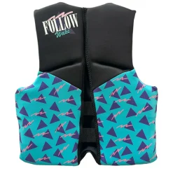 Follow Wake CGA Life Jackets<Follow Grommy Youth CGA Jacket - Black/Teal (50-90 LBS)