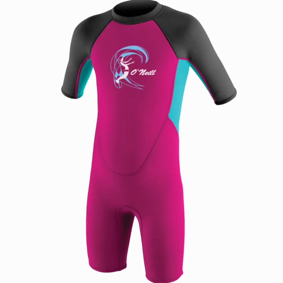 O'Neill Wetsuits<Toddler Reactor II MM Back Zip S/S Spring Wetsuit - Berry/LtAqua/Graph