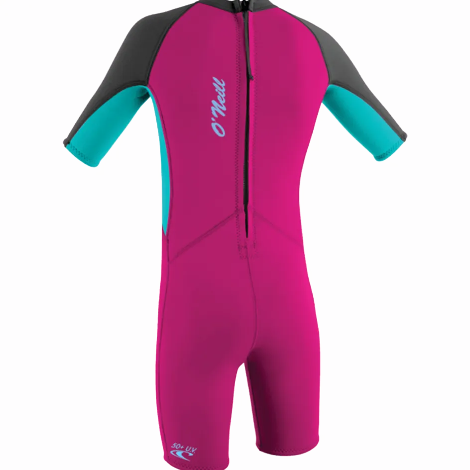 O'Neill Wetsuits<Toddler Reactor II MM Back Zip S/S Spring Wetsuit - Berry/LtAqua/Graph